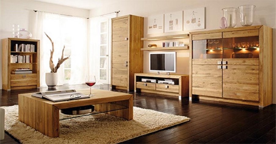 Thiết kế phòng khách từ gỗ sồi